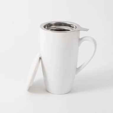 Porcelain Tea Mug with Infuser and Lid