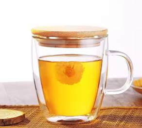 Double Wall Glass Mug with Bamboo Lid