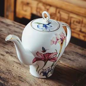 Ceramic Teapot with Lilies - Tall