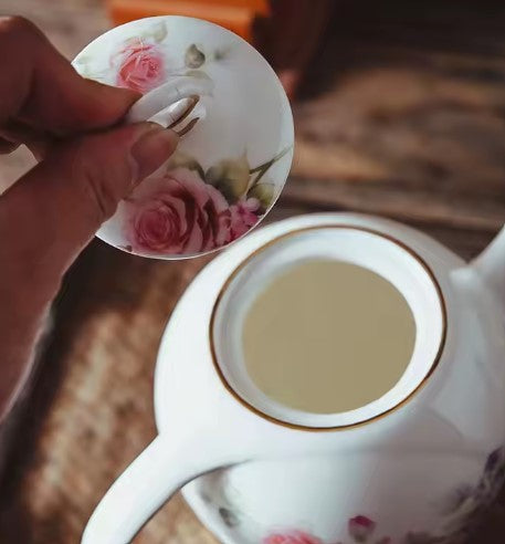 Tall Ceramic Teapot with Roses