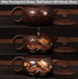 Handmade Clay Color-Changing Dragon Teapot Set