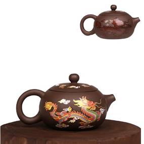 Handmade Clay Color-Changing Dragon Teapot Set